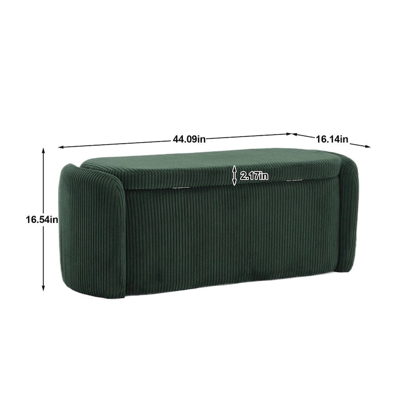 Banc de rangement capitonné en velours côtelé avec couvercle, pouf avec assise rembourrée douce, orange