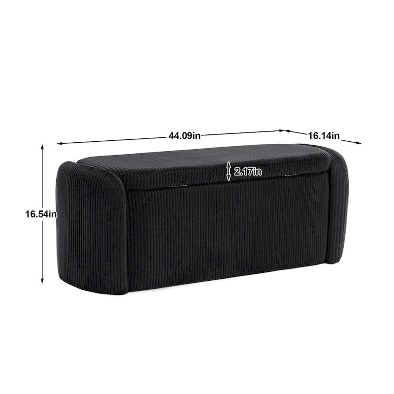 Banc de rangement capitonné en velours côtelé avec couvercle, pouf avec assise rembourrée douce, orange