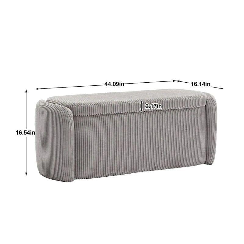 Banc de rangement capitonné en velours côtelé avec couvercle, pouf avec assise rembourrée douce, orange