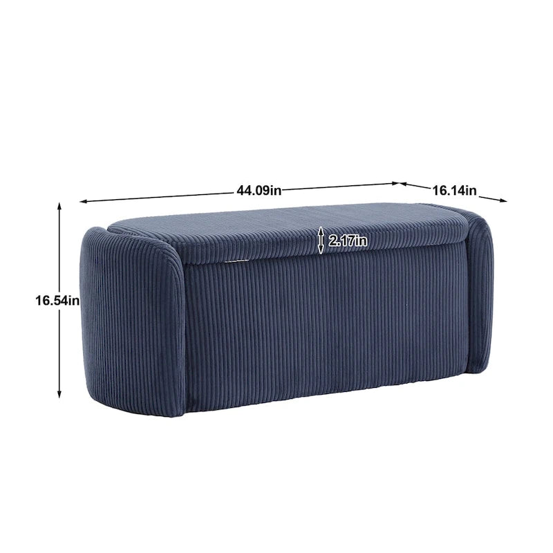 Banc de rangement capitonné en velours côtelé avec couvercle, pouf avec assise rembourrée douce, orange