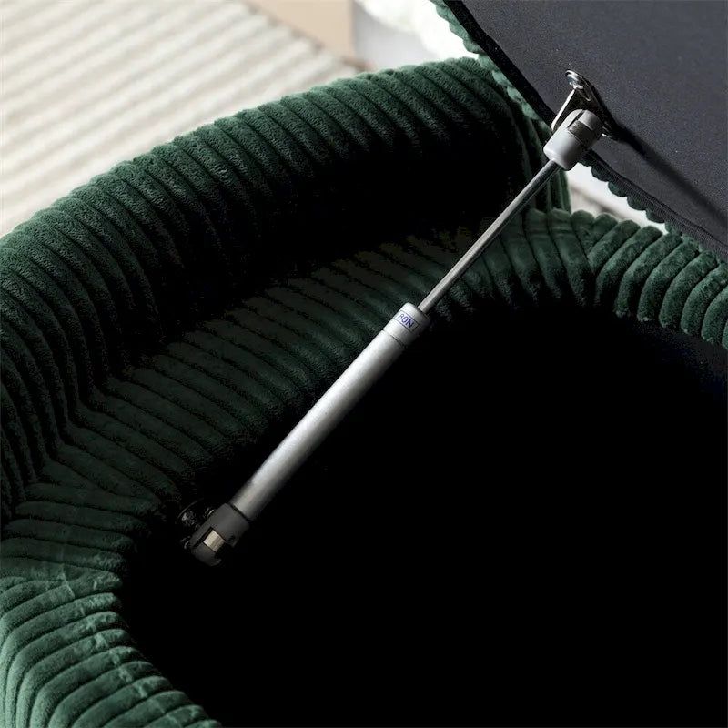 Banc de rangement capitonné en velours côtelé avec couvercle, pouf avec assise rembourrée douce, orange