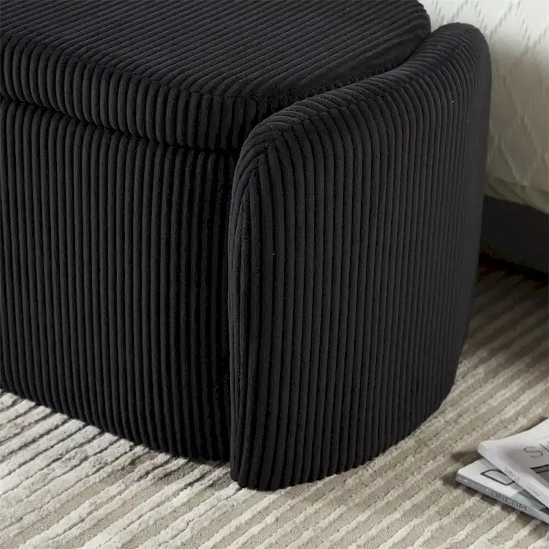 Banc de rangement capitonné en velours côtelé avec couvercle, pouf avec assise rembourrée douce, orange