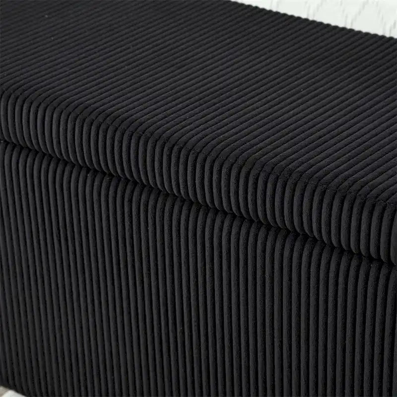 Banc de rangement capitonné en velours côtelé avec couvercle, pouf avec assise rembourrée douce, orange