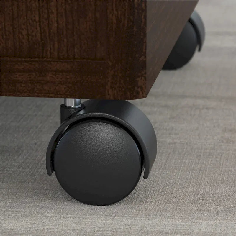Bureau de 60 W avec huche et classeur mobile en merisier moka