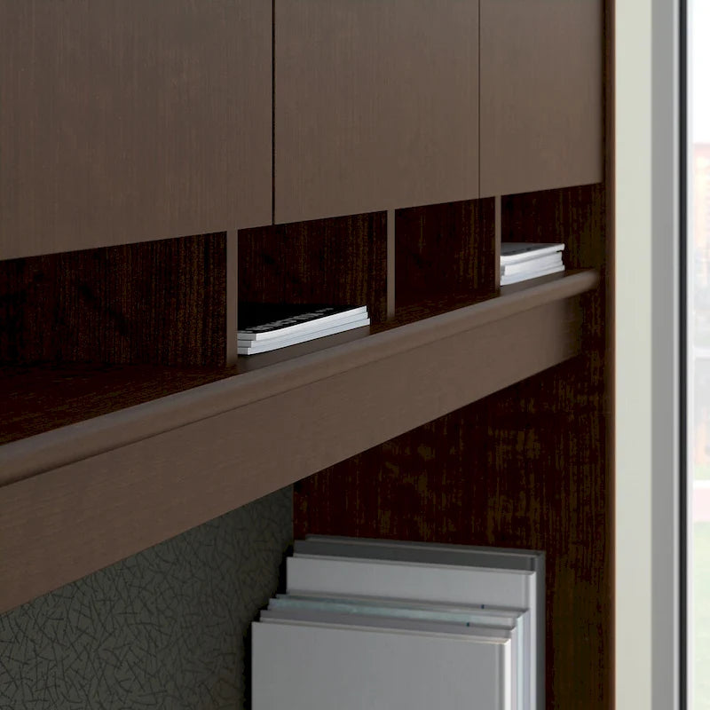 Bureau de 60 W avec huche et classeur mobile en merisier moka