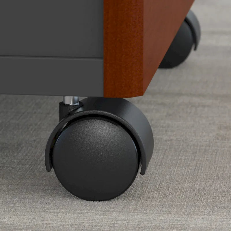 Bureau de 60 W avec huche et classeur mobile en merisier moka