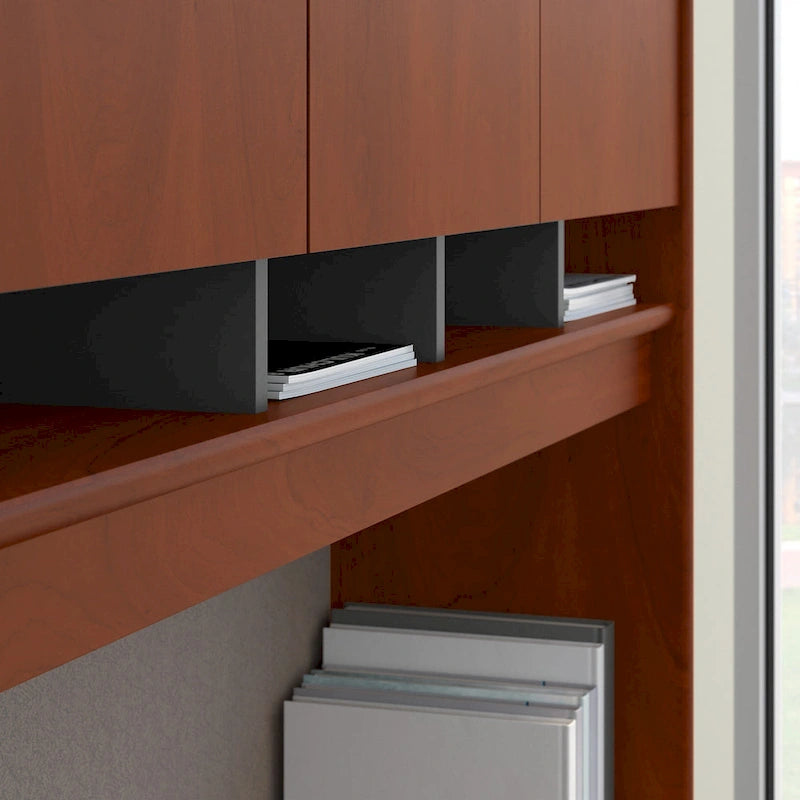 Bureau de 60 W avec huche et classeur mobile en merisier moka