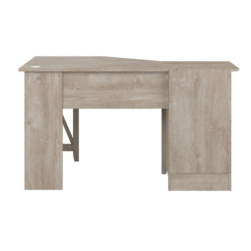 Bureau d'angle informatique 54W avec armoire de rangement et casier ouvert