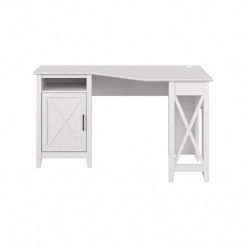 Bureau d'angle informatique 54W avec armoire de rangement et casier ouvert