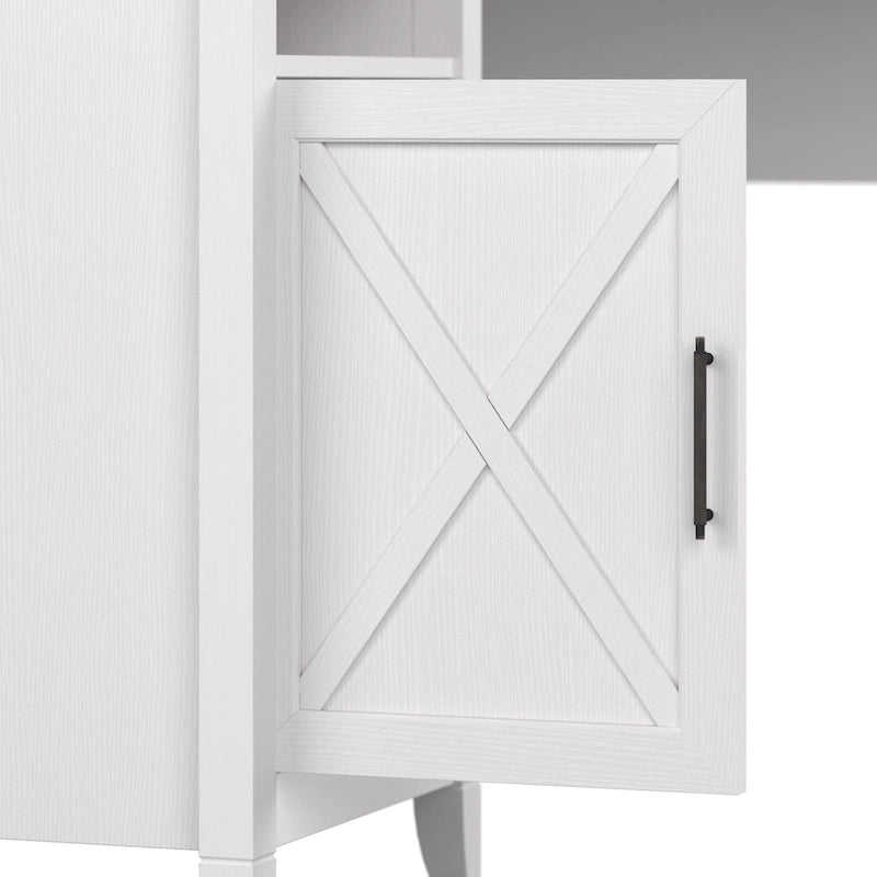 Bureau d'angle informatique 54W avec armoire de rangement et casier ouvert