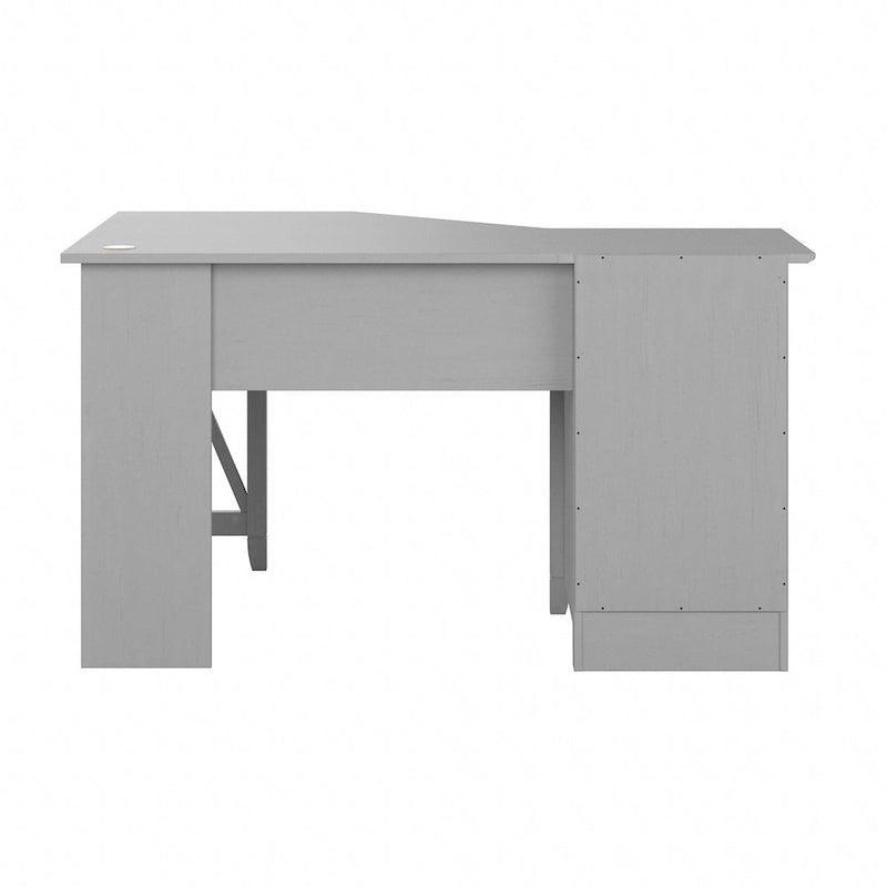 Bureau d'angle informatique 54W avec armoire de rangement et casier ouvert