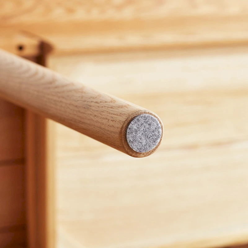 Bureau compact en chêne avec 2 tiroirs et coins arrondis, finition naturelle