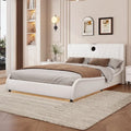 Cadre de lit King Size rembourré avec éclairage LED RVB et haut-parleurs Bluetooth Noir Blanc