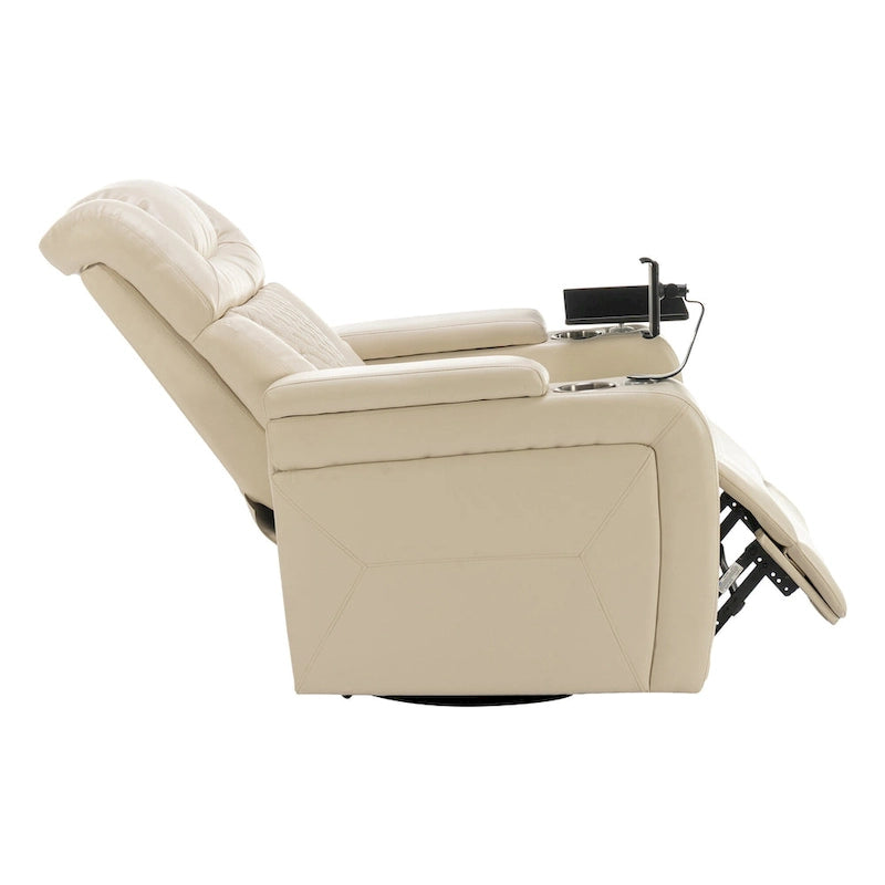 Fauteuil inclinable pivotant électrique avec plateau, porte-gobelet et port USB