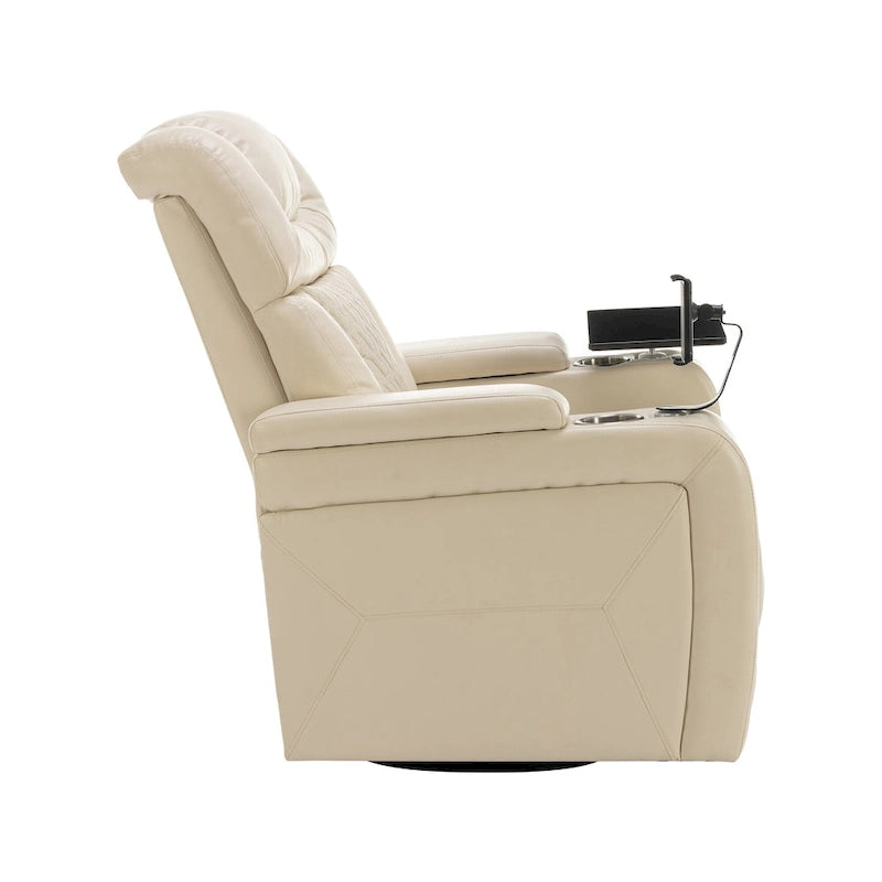 Fauteuil inclinable pivotant électrique avec plateau, porte-gobelet et port USB
