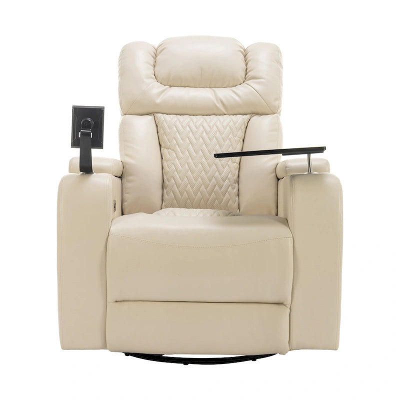 Fauteuil inclinable pivotant électrique avec plateau, porte-gobelet et port USB