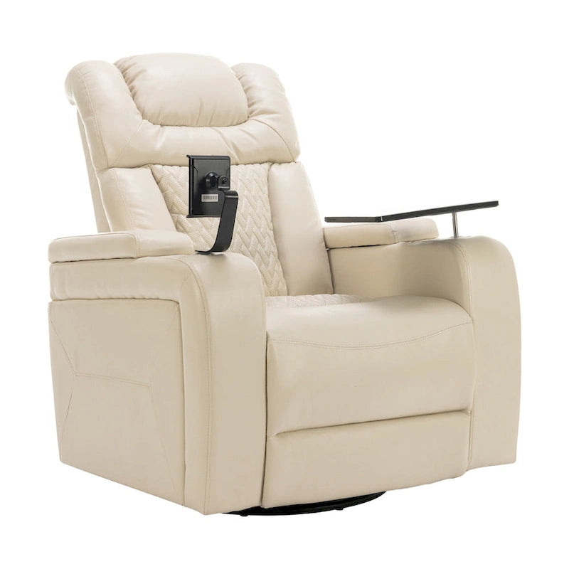 Fauteuil inclinable pivotant électrique avec plateau, porte-gobelet et port USB