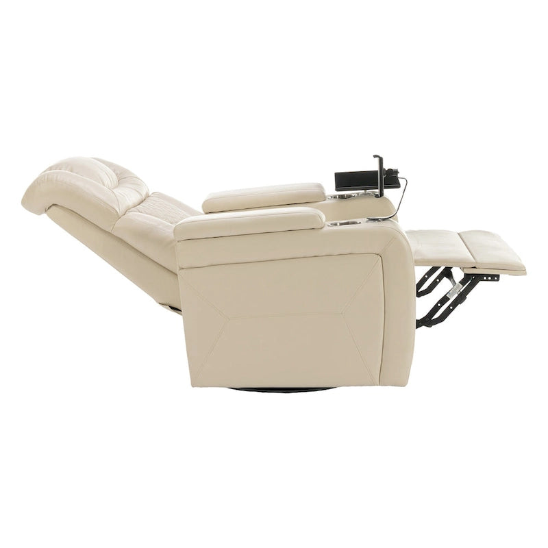 Fauteuil inclinable pivotant électrique avec plateau, porte-gobelet et port USB