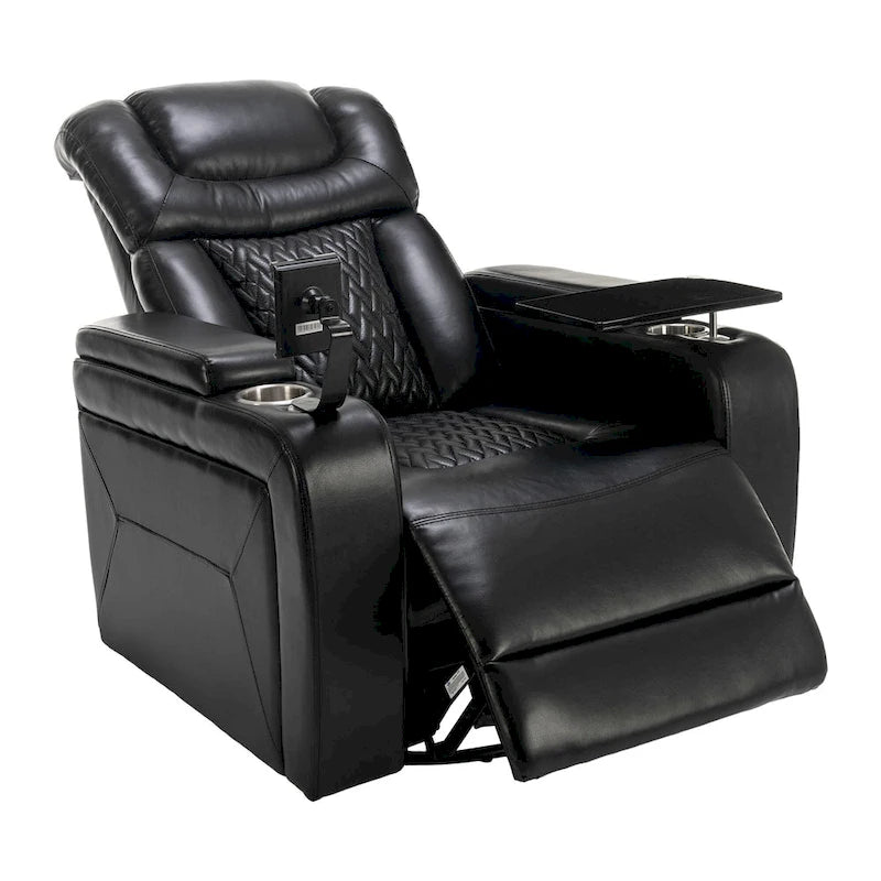 Fauteuil inclinable pivotant électrique avec plateau, porte-gobelet et port USB