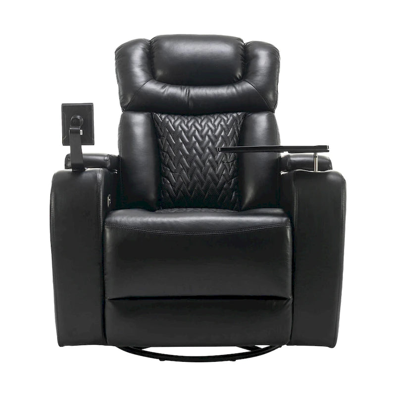 Fauteuil inclinable pivotant électrique avec plateau, porte-gobelet et port USB