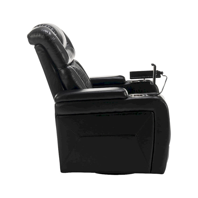 Fauteuil inclinable pivotant électrique avec plateau, porte-gobelet et port USB