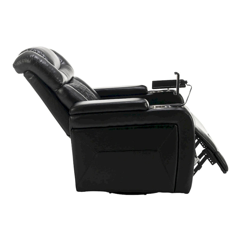 Fauteuil inclinable pivotant électrique avec plateau, porte-gobelet et port USB