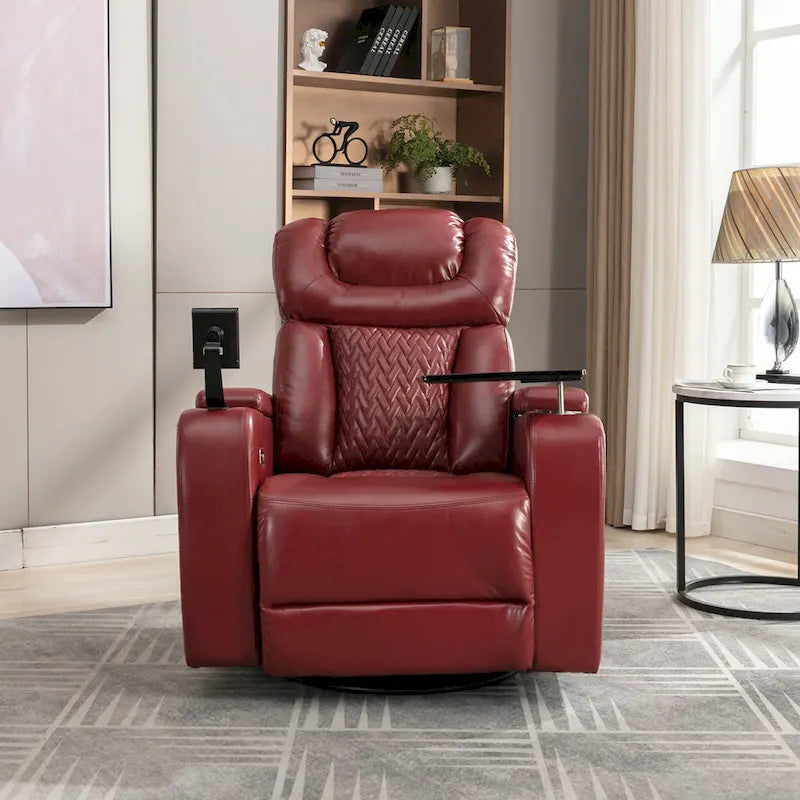 Fauteuil inclinable pivotant électrique avec plateau, porte-gobelet et port USB