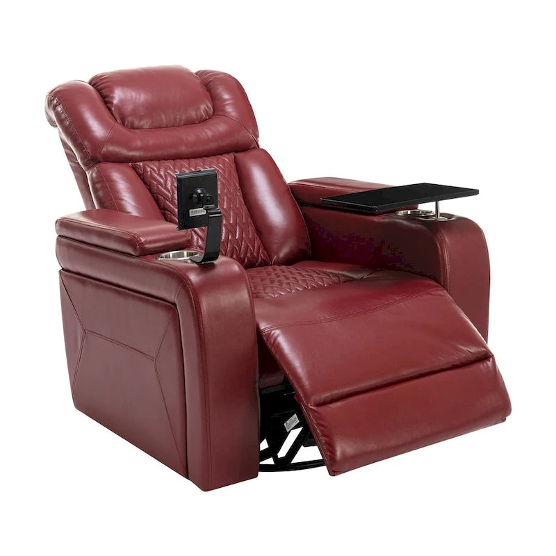 Fauteuil inclinable pivotant électrique avec plateau, porte-gobelet et port USB