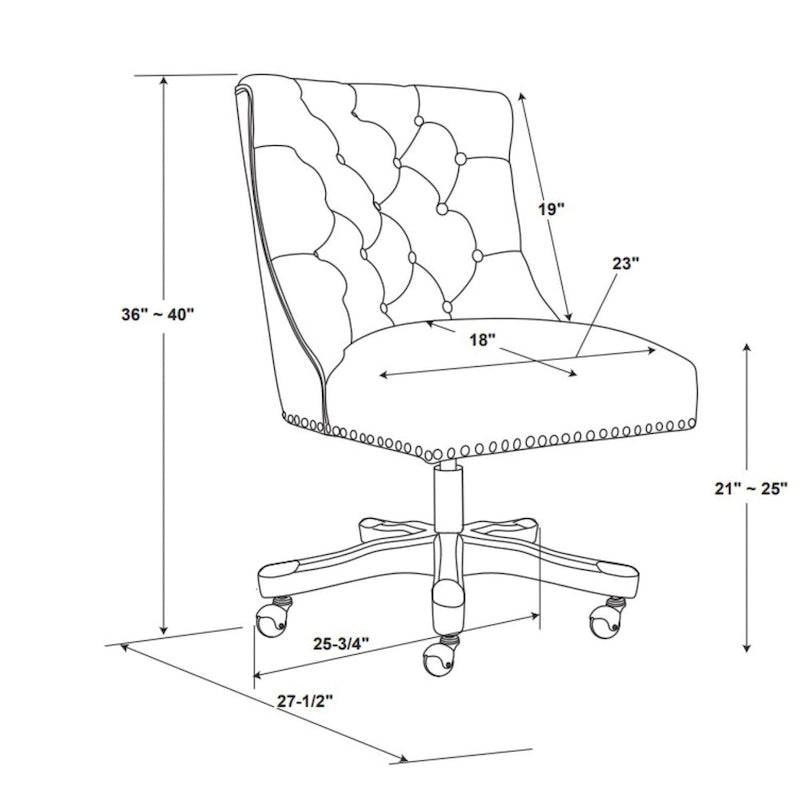 Chaise de bureau beige capitonnée sans accoudoirs avec base pivotante