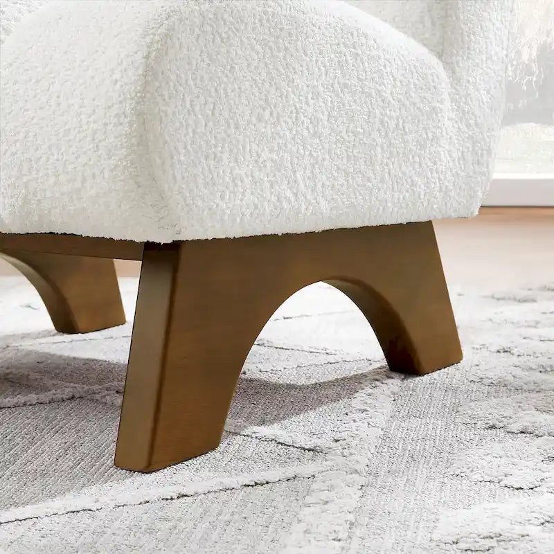 Causeuse moderne sans accoudoirs en tissu bouclé avec pieds en bois