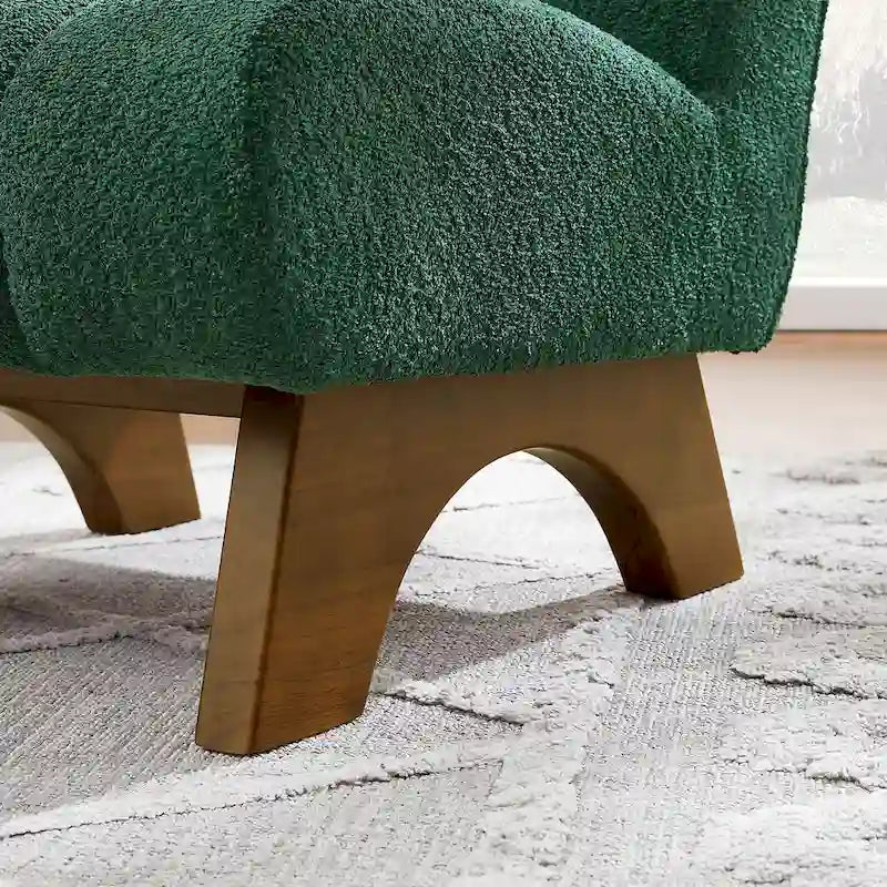 Causeuse moderne sans accoudoirs en tissu bouclé avec pieds en bois
