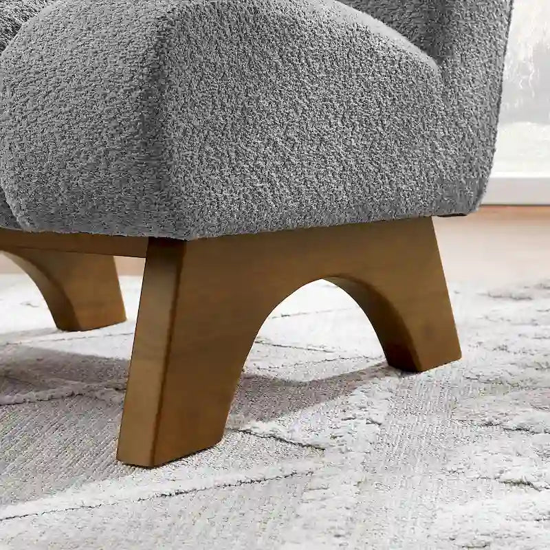Causeuse moderne sans accoudoirs en tissu bouclé avec pieds en bois