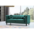Canapé Chesterfield classique capitonné en velours clouté avec coussin décoratif