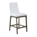 Tabouret de comptoir à dossier profilé en similicuir blanc avec pieds en bois massif