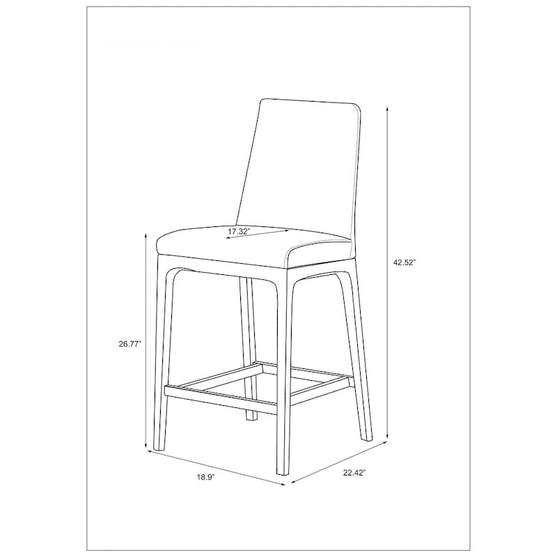 Tabouret de comptoir à dossier profilé en similicuir blanc avec pieds en bois massif