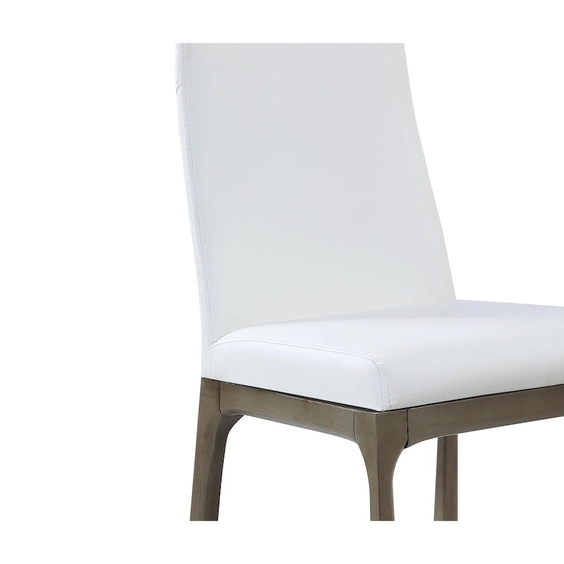 Tabouret de comptoir à dossier profilé en similicuir blanc avec pieds en bois massif