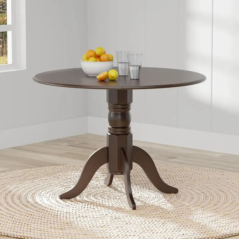 Table à manger ronde à rallonges, blanche et bois naturel