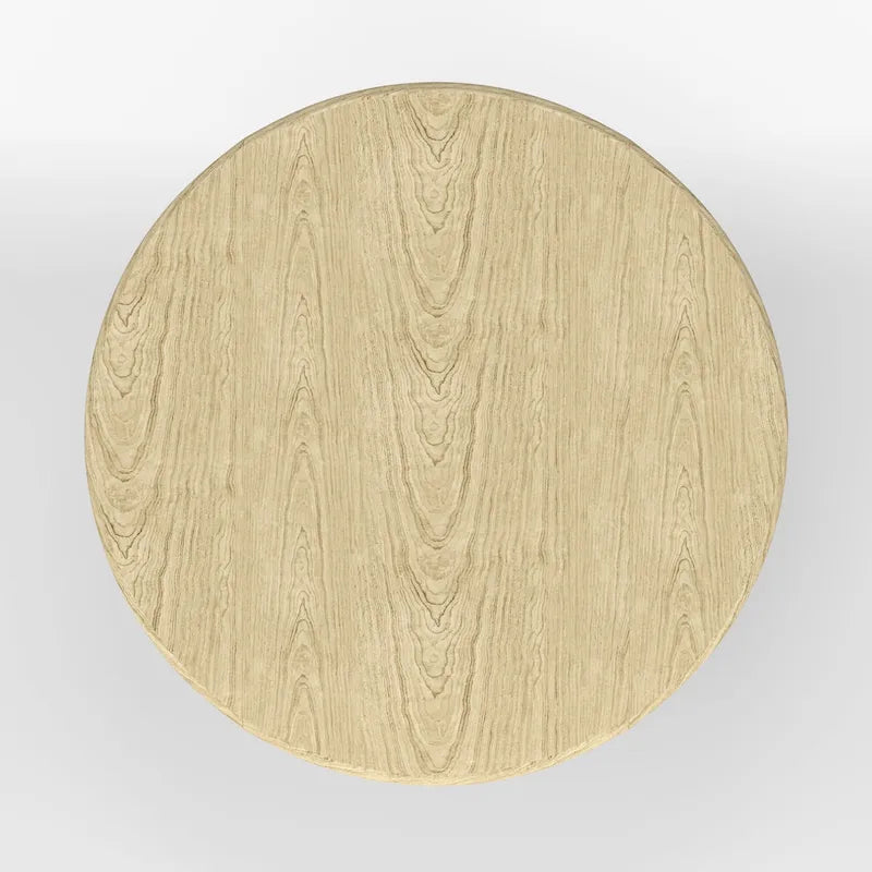 Table à manger ronde à rallonges, blanche et bois naturel