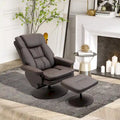 Fauteuil inclinable pivotant en similicuir avec repose-pieds, marron et noir