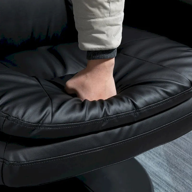 Fauteuil inclinable pivotant en similicuir avec repose-pieds, marron et noir