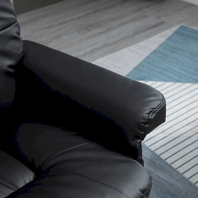 Fauteuil inclinable pivotant en similicuir avec repose-pieds, marron et noir