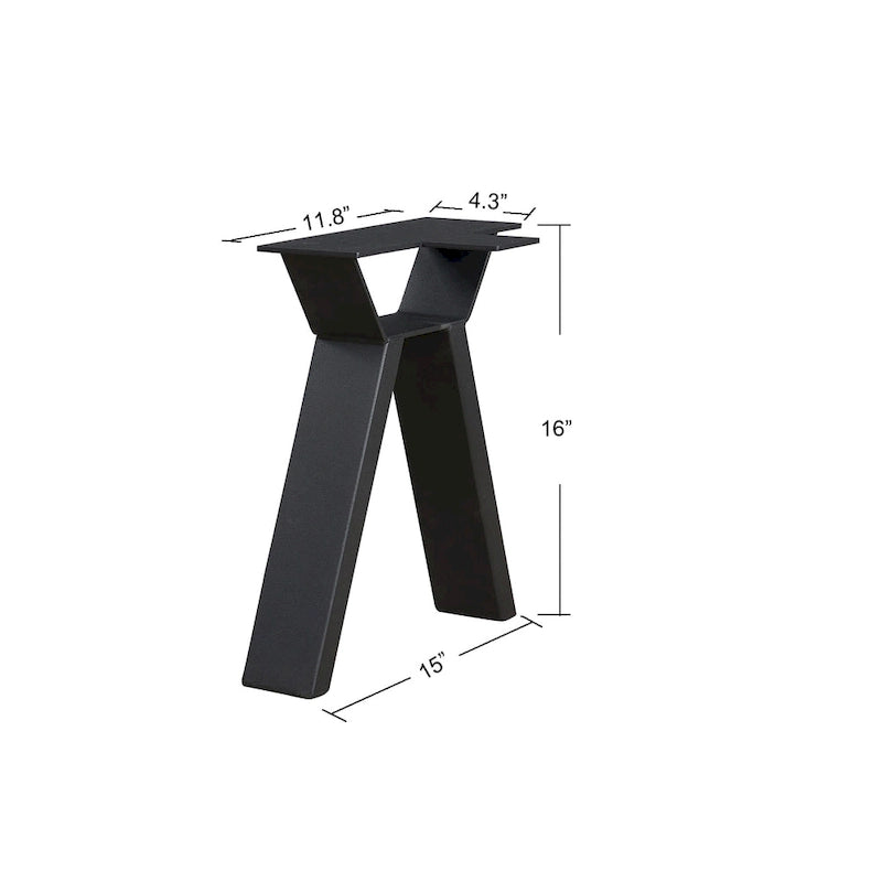 Pied de table en métal noir robuste en forme de A, style Mid-Century Modern