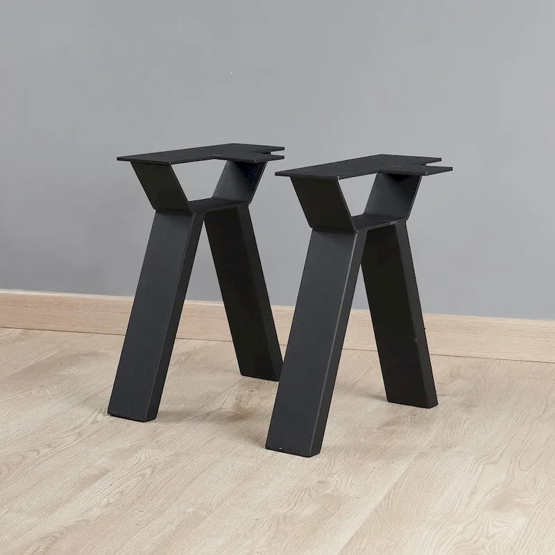 Pied de table en métal noir robuste en forme de A, style Mid-Century Modern