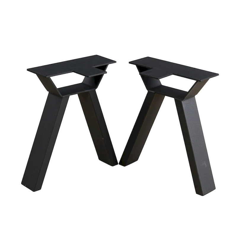 Pied de table en métal noir robuste en forme de A, style Mid-Century Modern