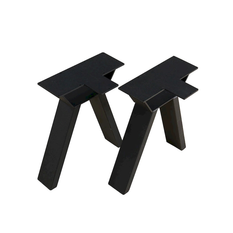 Pied de table en métal noir robuste en forme de A, style Mid-Century Modern