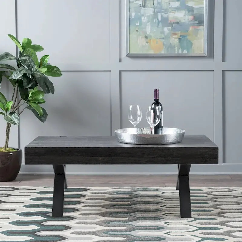 Pied de table en métal noir robuste en forme de A, style Mid-Century Modern
