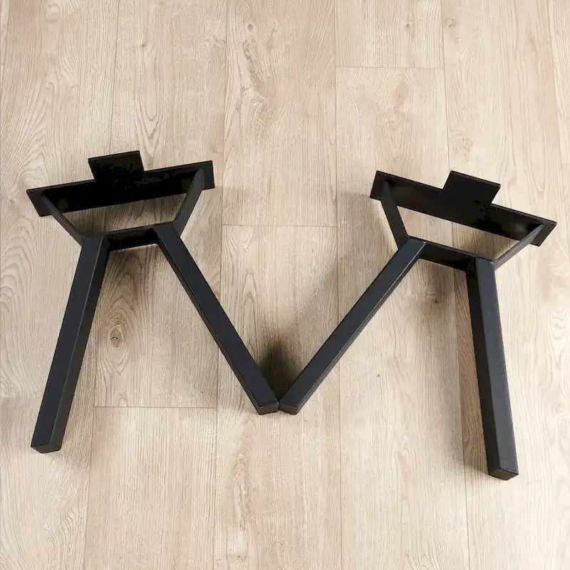 Pied de table en métal noir robuste en forme de A, style Mid-Century Modern