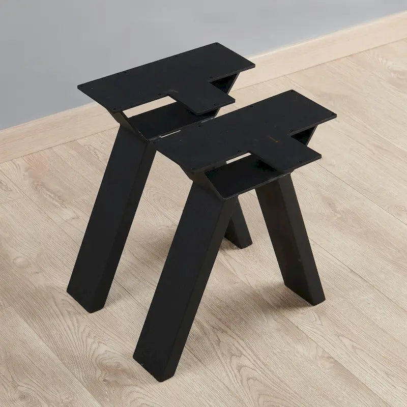 Pied de table en métal noir robuste en forme de A, style Mid-Century Modern