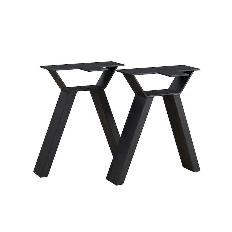 Pied de table en métal noir robuste en forme de A, style Mid-Century Modern