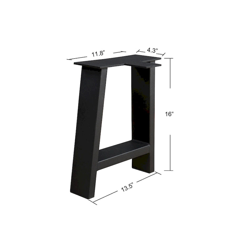Pied de table en métal noir robuste en forme de A, style Mid-Century Modern